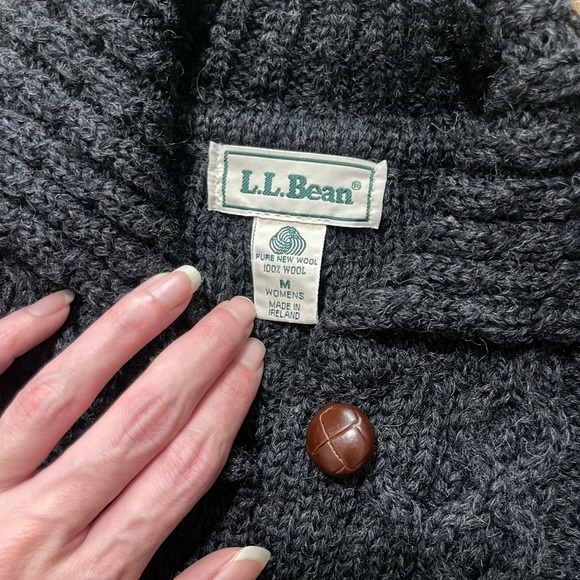 VTG 90s L.L. Bean Womens Irish Fisherman Cable Knit Button Down Cardigan Sweater - Picture 6 of 7